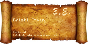 Briski Ervin névjegykártya